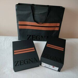 Zegna gift bag, shoe box and gift box black copper color with tissues
